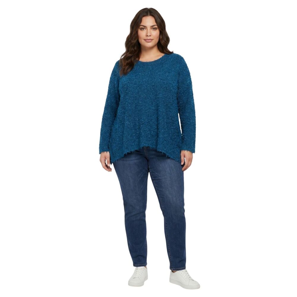 Avenue Plus Blue Nubby Textured Pullover Sweater 26/28